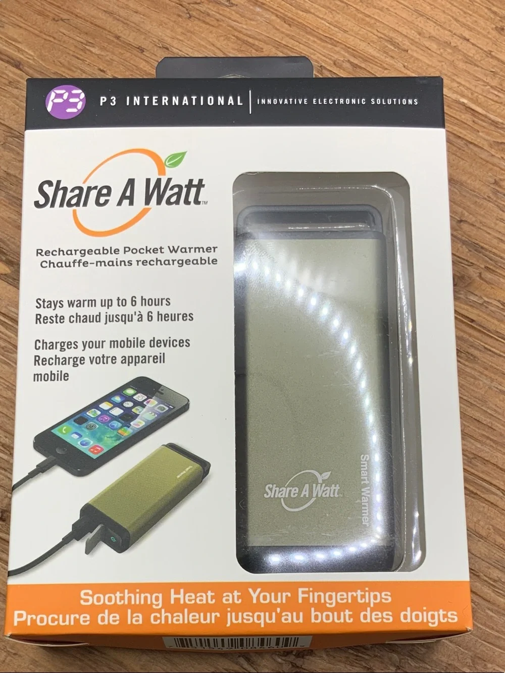 P3 International Green Rechargeable Pocket Warmer & Mobile Power Bank